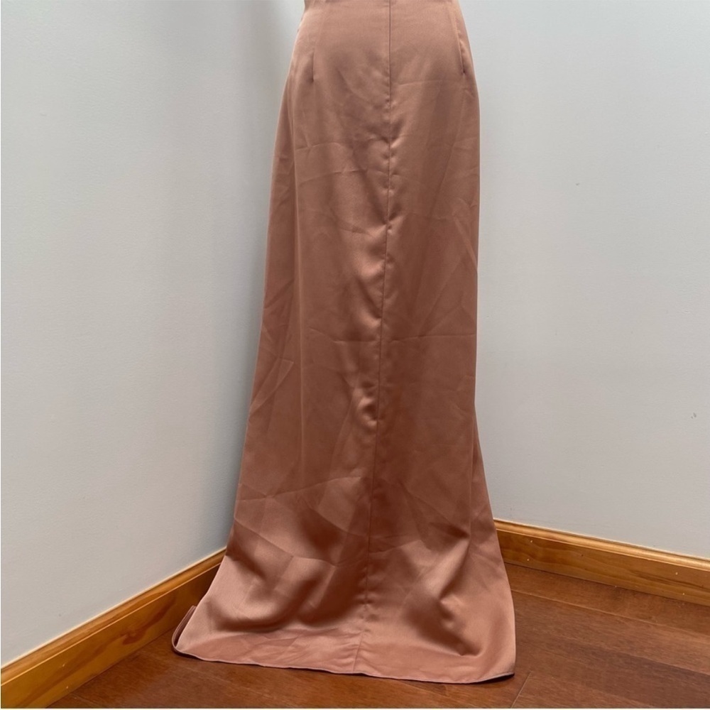 Anthropologie- BHLDN Ruby Twist Halter Neck Satin Gown Maxi Dress Sedona Size 12 - Picture 9 of 11